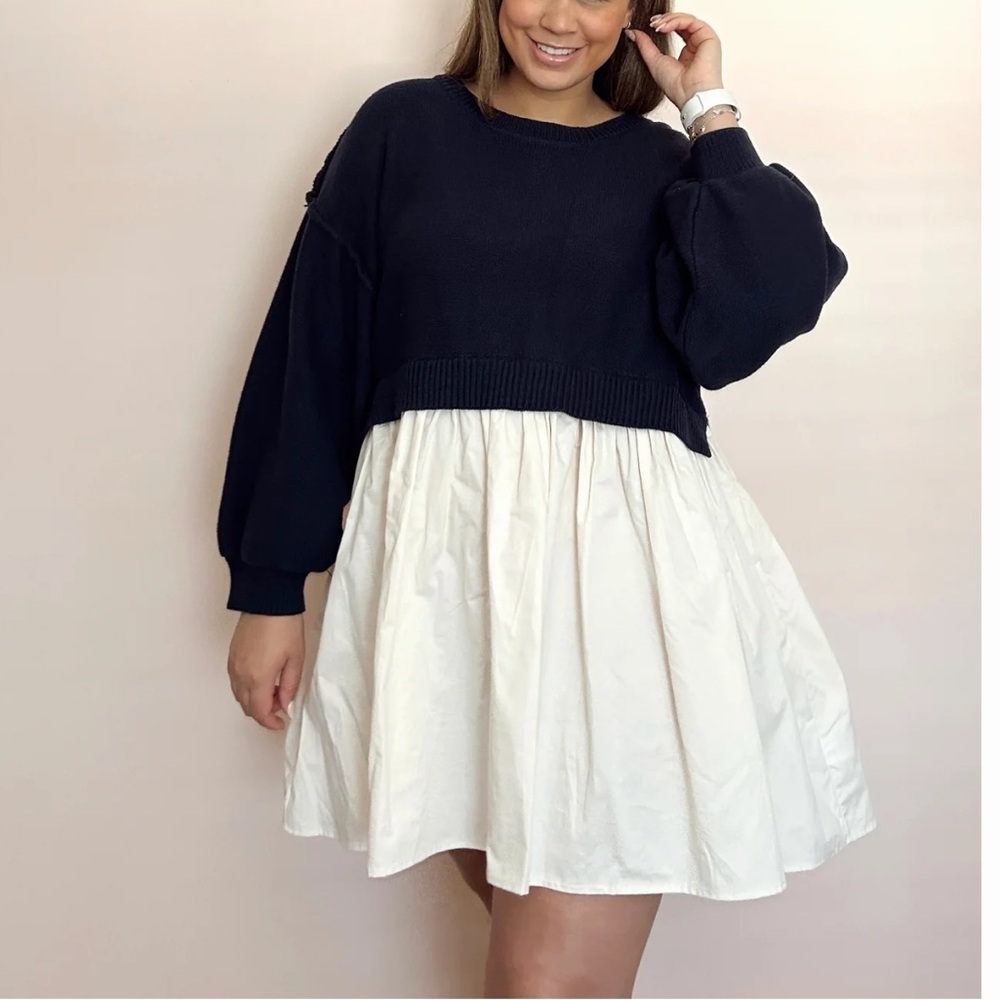 SOFIE THE LABEL isabella dress in natural/black sweater dress Twofer oversized